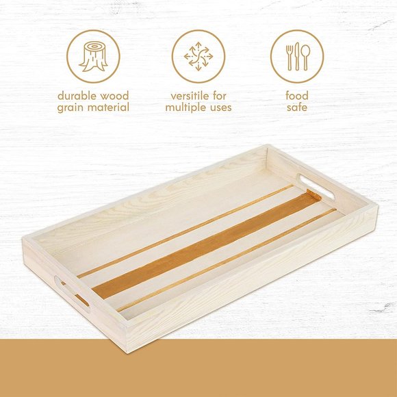 Wooden Nested Serving Trays - Five Piece Set of Rectangular Shape Wood Trays - Picture 4 of 6